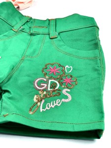 Girls' green jeans shorts GIRLS