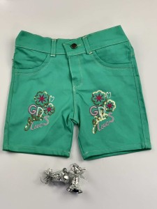 Girls' green jeans shorts GIRLS