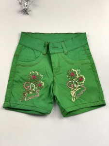 Girls' green jeans shorts GIRLS