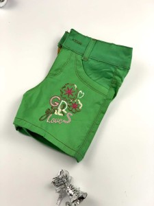 Girls' green jeans shorts GIRLS