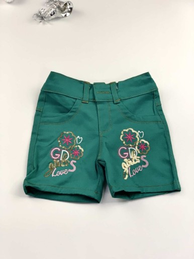 Girls' green jeans shorts GIRLS