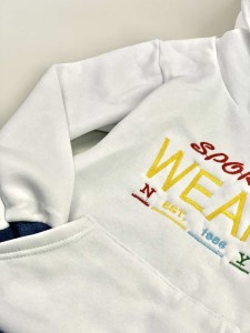 Boys' white hoodie SPORT WEAR