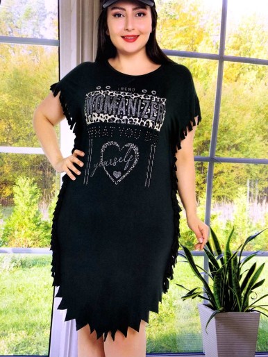 Your Self Black Heart Print Nightgown