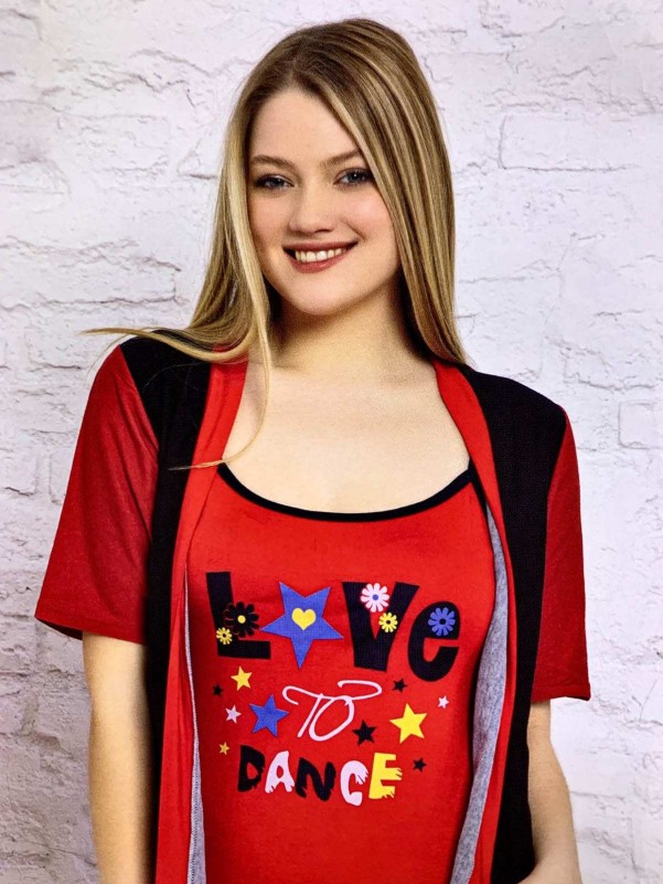 Red Nightgown Love Dance Two Pieces