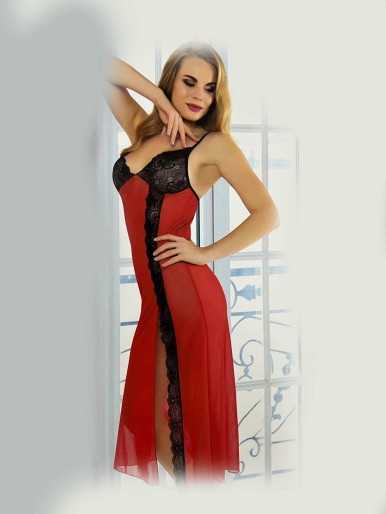 Black and red lace nightgown