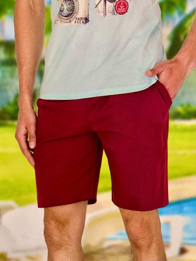 Men's pajamas without sleeves, burgundy and green, two pieces