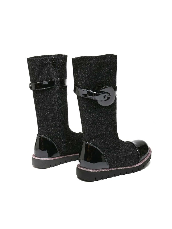 Girls Buckle Decor Boots