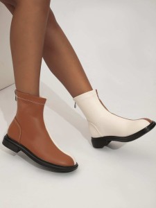 Colorblock Back Zipper Boots