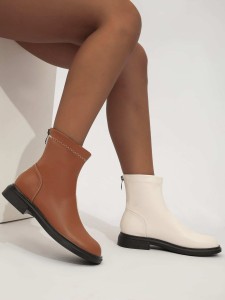 Colorblock Back Zipper Boots