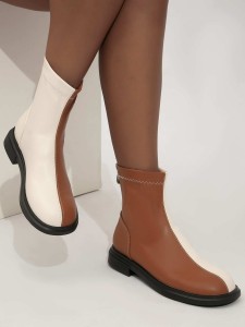 Colorblock Back Zipper Boots