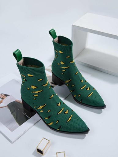 Graphic Tab Decor Sock Boots