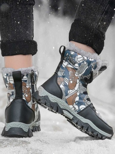 Boys Colorblock Graphic Snow Boots