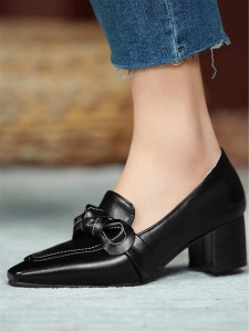 Bow Decor Chunky Heeled Loafers