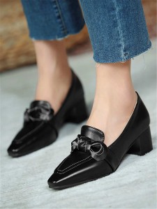 Bow Decor Chunky Heeled Loafers