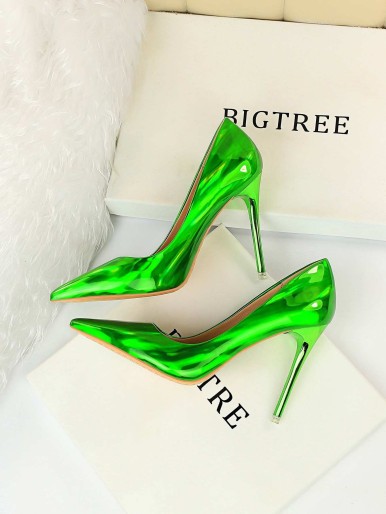Artificial Patent Leather Stiletto Court Heels