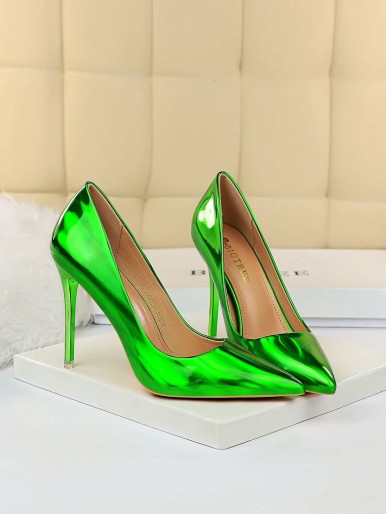 Artificial Patent Leather Stiletto Court Heels