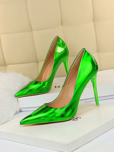 Artificial Patent Leather Stiletto Court Heels