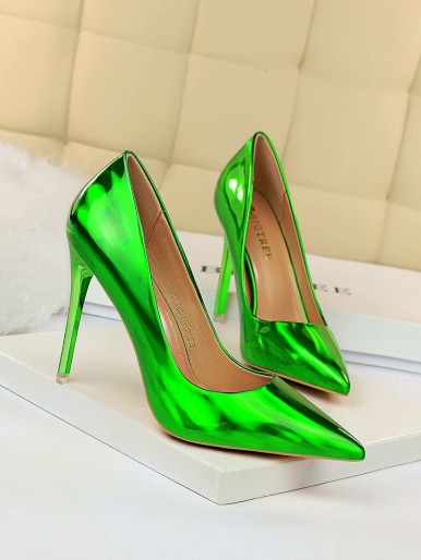 Artificial Patent Leather Stiletto Court Heels
