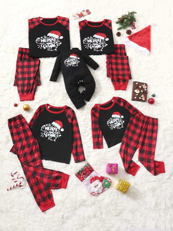 Baby 1pc Christmas And Slogan Graphic Jumpsuit