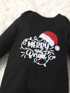 Baby 1pc Christmas And Slogan Graphic Jumpsuit