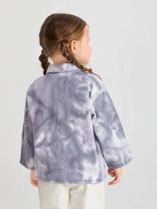 SHEIN Toddler Girls Tie Dye Patched Pocket Jacket