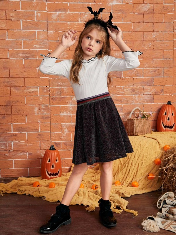 Girls Striped Glitter Skirt