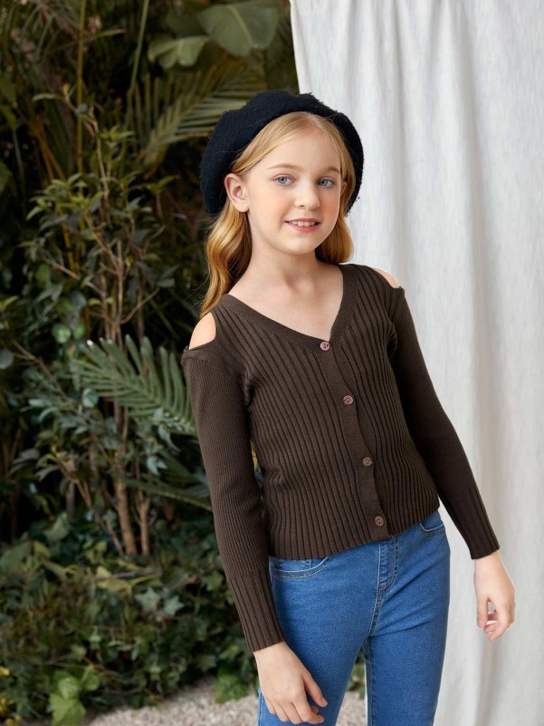 Girls cold shoulder outlet sweater