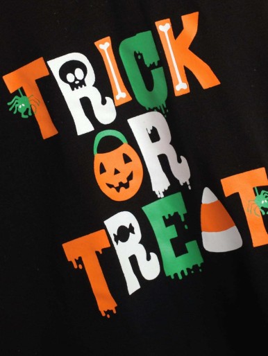 Girls Halloween Pumpkin And Slogan Graphic Raglan Sleeve Tee