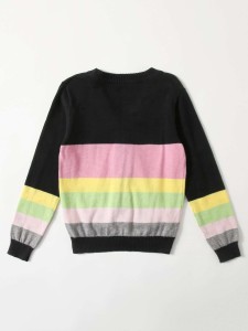 Girls Button Front Color Block Cardigan