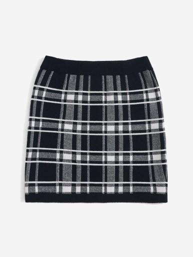 Girls Plaid Knit Skirt