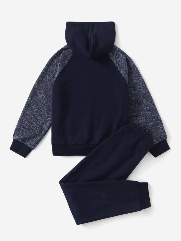 SHEIN Boys Raglan Sleeve Hoodie & Contrast Side Seam Sweatpants