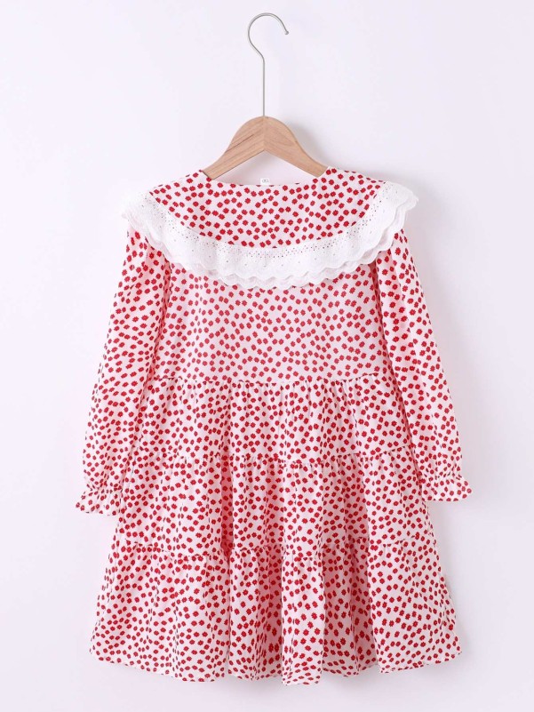 Girls Ditsy Floral Sailor Collar Dress