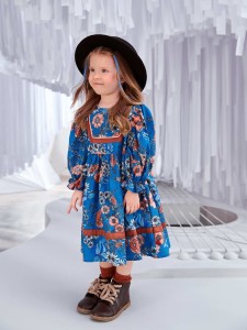 SHEIN Toddler Girls Floral Print Flounce Sleeve Smock Dress