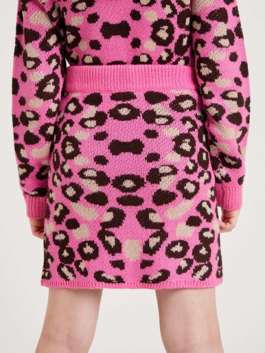 Girls Leopard Pattern Knit Skirt