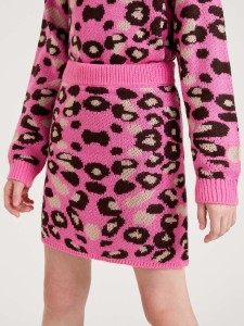 Girls Leopard Pattern Knit Skirt