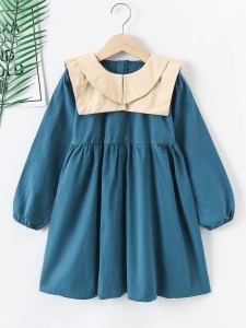 Girls Statement Collar Smock Dress