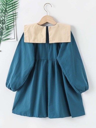 Girls Statement Collar Smock Dress