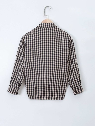 Girls Gingham Button Front Blouse