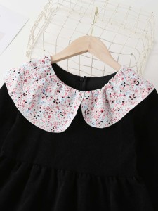 Girls Floral Asymmetrical Peter Pan Collar Dress