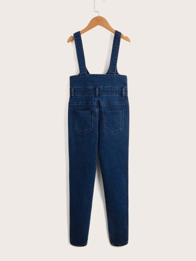 Girls Button Fly Denim Overalls