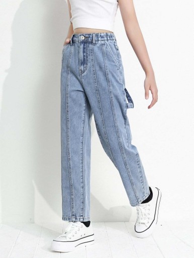 Girls Straight Leg Washed Jeans