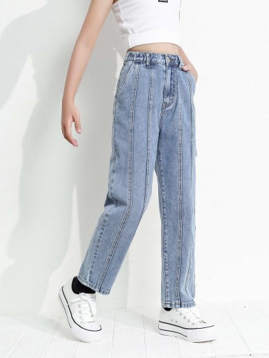 Girls Straight Leg Washed Jeans