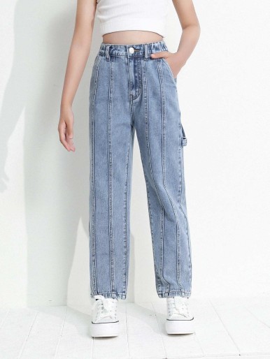 Girls Straight Leg Washed Jeans