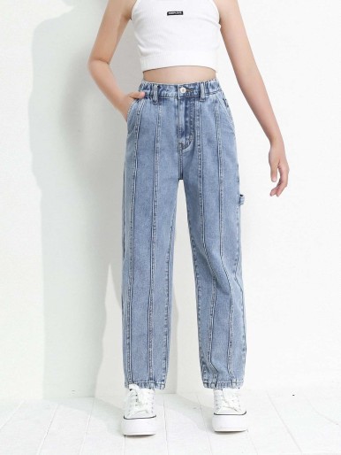 Girls Straight Leg Washed Jeans