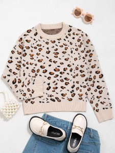 Girls Leopard Pattern Sweater