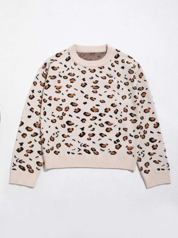 Girls Leopard Pattern Sweater