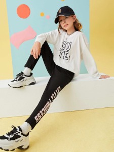 Girls Letter Graphic Leggings