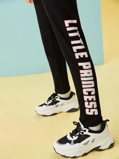 Girls Letter Graphic Leggings