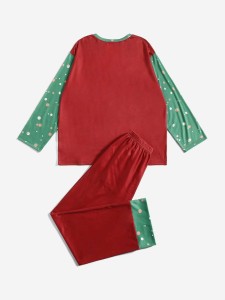 1pc Polka Dot Christmas Print Sleep Top & 1pc Sleep Pants