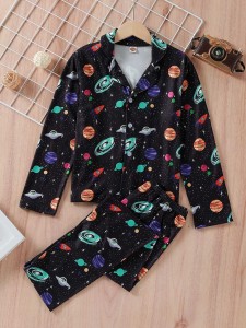 Boys Galaxy Print Top & Pants